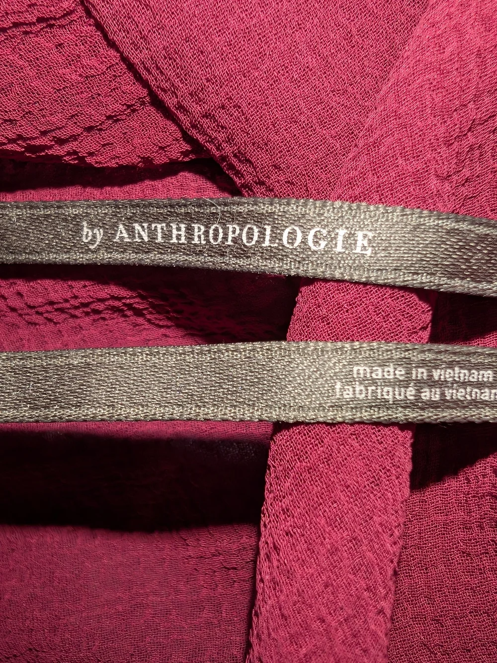 Anthropologie Raspberry Ruffled V-Neck Blouse - Picture 2 of 6